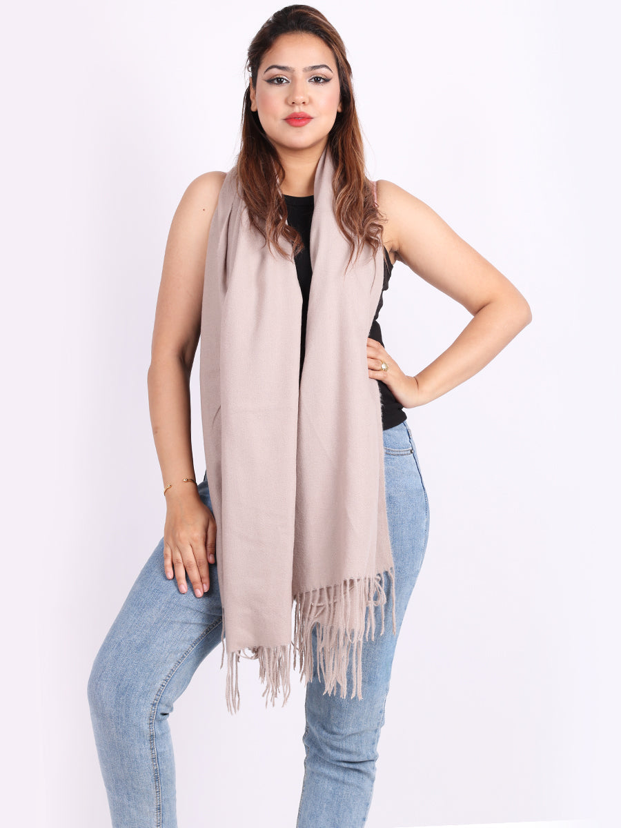 Plain Lana Wool Braided Tassels Ladies Scarf