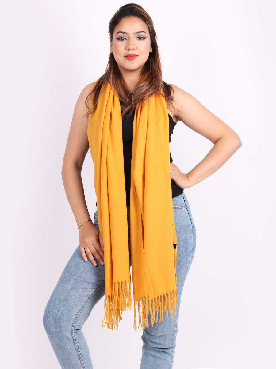 Plain Lana Wool Braided Tassels Ladies Scarf