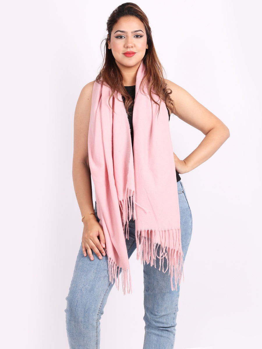 Plain Lana Wool Braided Tassels Ladies Scarf