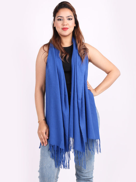 Plain Lana Wool Braided Tassels Ladies Scarf