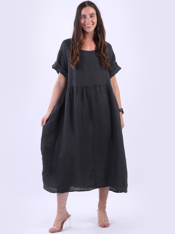 Italian Linen Solid Swing Dress