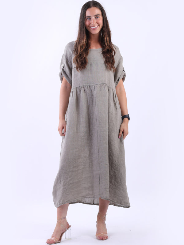 Italian Linen Solid Swing Dress
