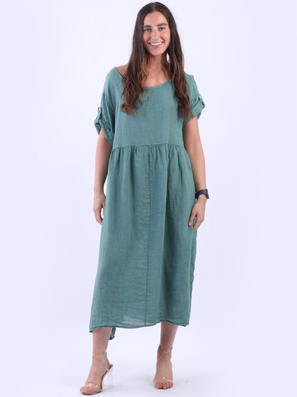 Italian Linen Solid Swing Dress