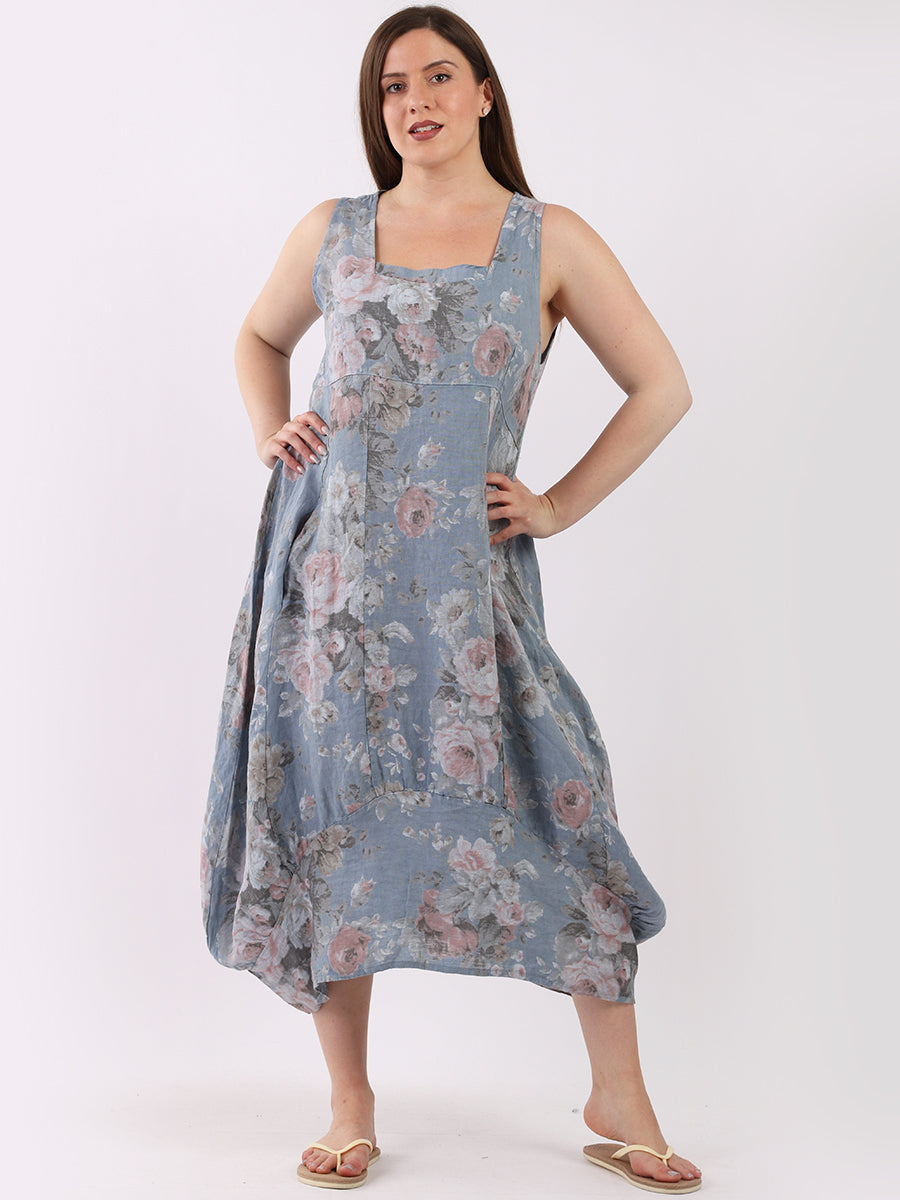 Sleeveless Linen Floral Maxi Tank Dress