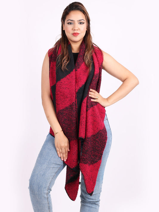 Stripy Color Blocks Ladies Wool Mix Scarf