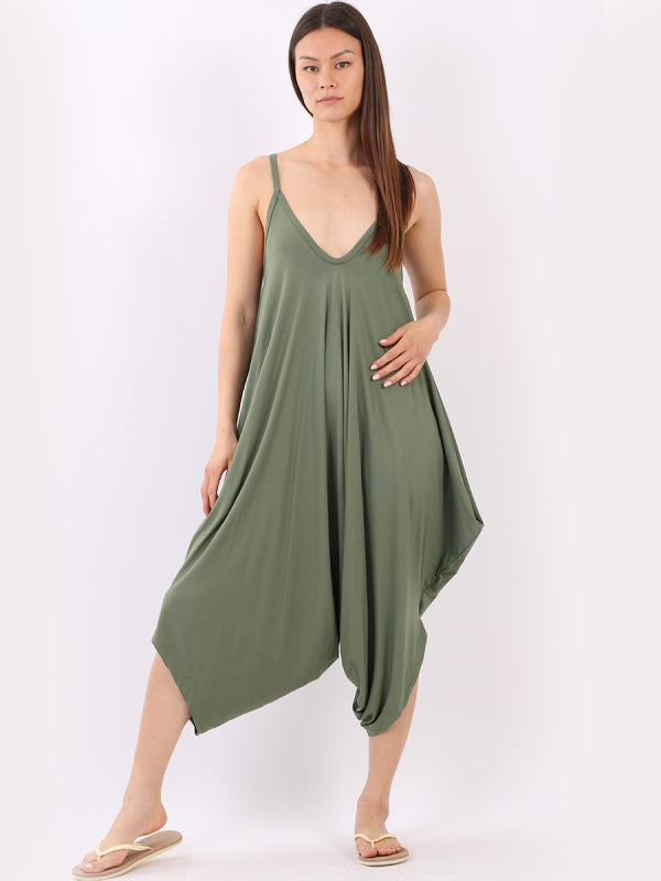 Balloon Hem Plain Cami Jumpsuit