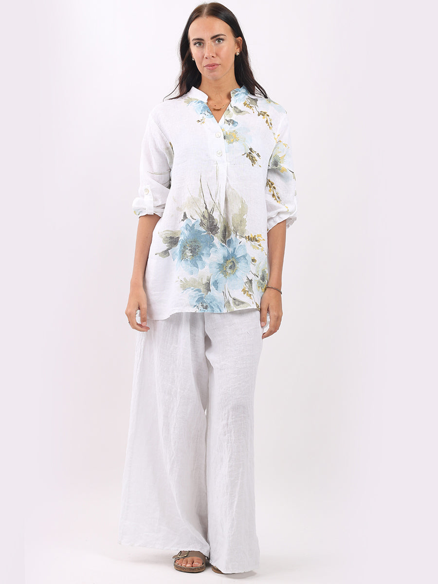 Linen Lagenlook Floral Top