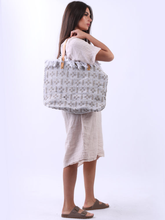 Italian Check Pattern Canvas Tote Bag
