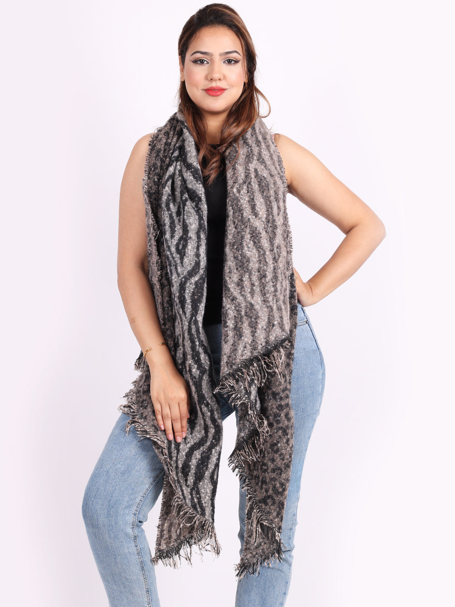 Lana Wool Ladies Leopard Print Warm Scarf