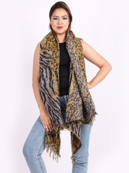 Lana Wool Ladies Leopard Print Warm Scarf