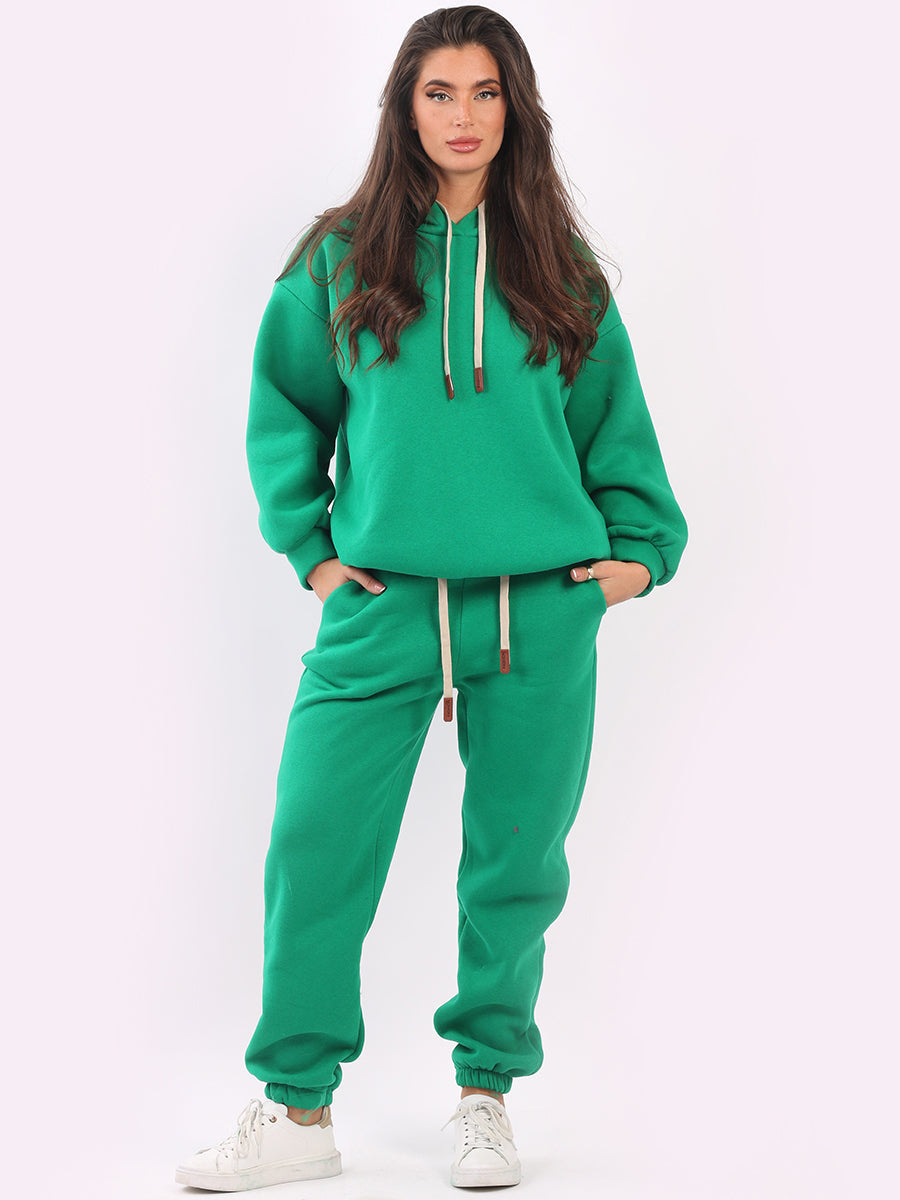 Plain Cotton Women Boxy Fleece Hooded Top