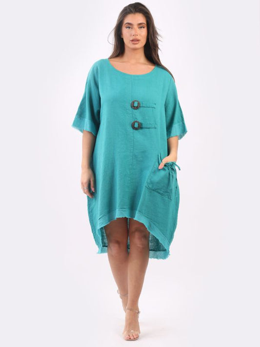 Plain High Low Ladies Slouchy Linen Dress