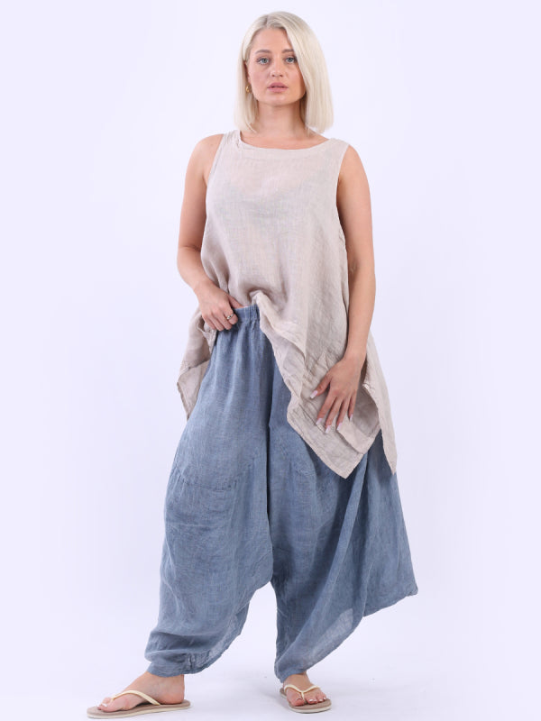 Vintage Wash Oversized Linen Harem Trouser