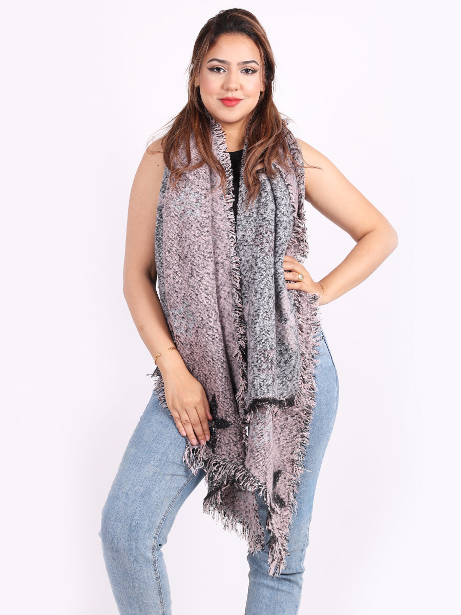 Ladies Flower Motifs And Sequin Star Woolen Scarf