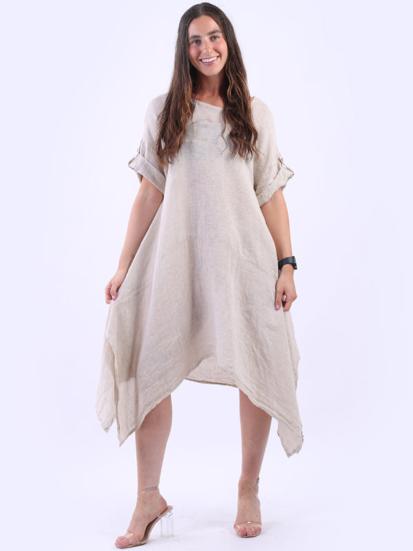Vintage Wash Linen Solid Tunic Dress