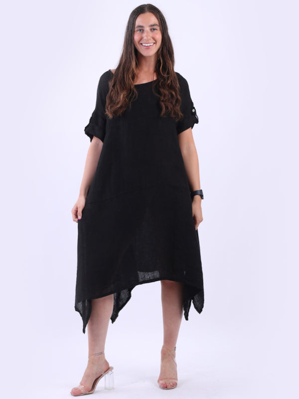 Vintage Wash Linen Solid Tunic Dress