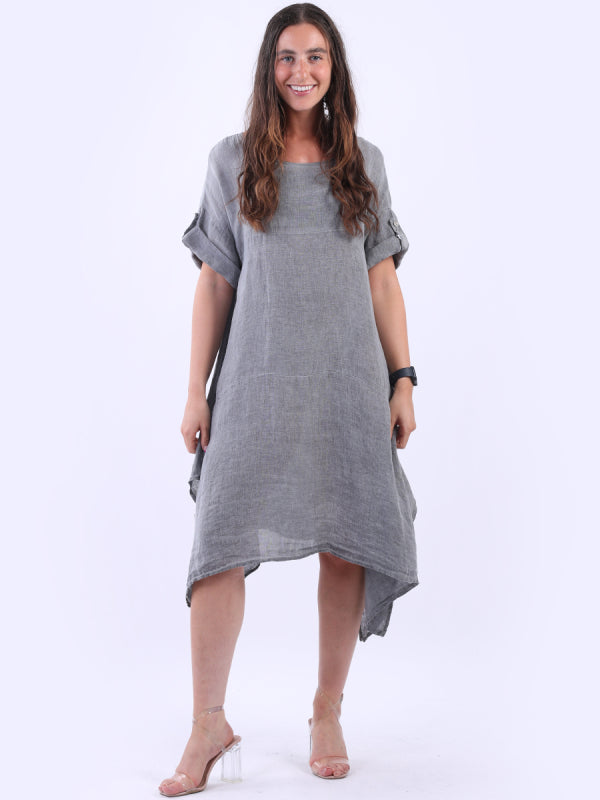 Vintage Wash Linen Solid Tunic Dress