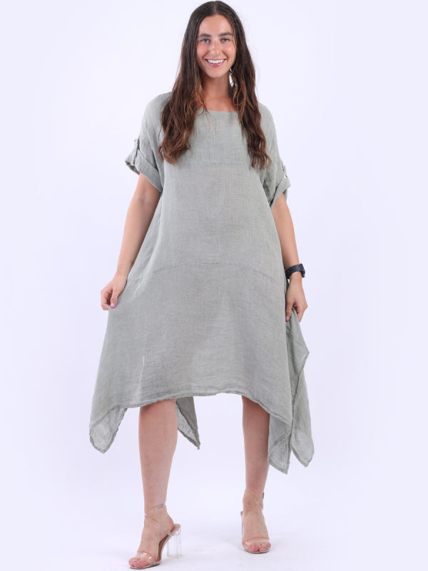 Vintage Wash Linen Solid Tunic Dress