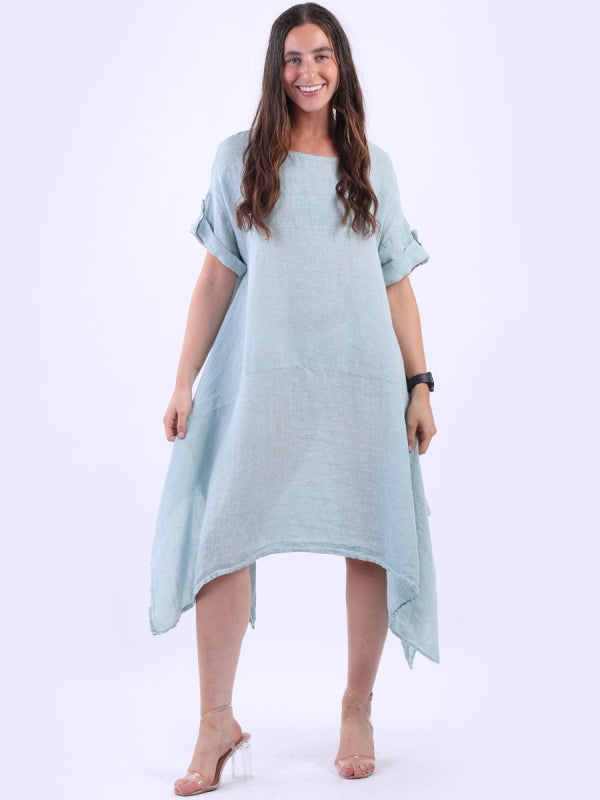Vintage Wash Linen Solid Tunic Dress