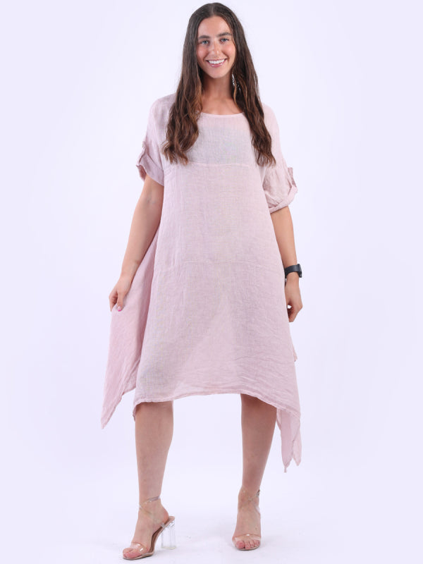 Vintage Wash Linen Solid Tunic Dress