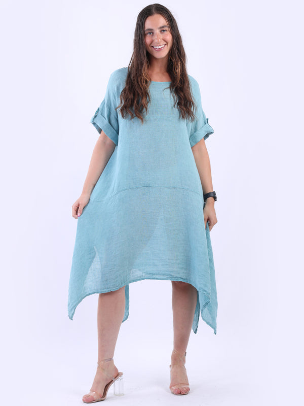 Vintage Wash Linen Solid Tunic Dress