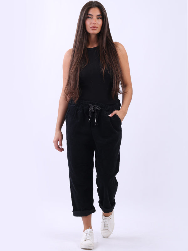 Italian Solid Cotton Corduroy Trouser