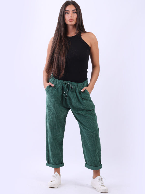 Italian Solid Cotton Corduroy Trouser