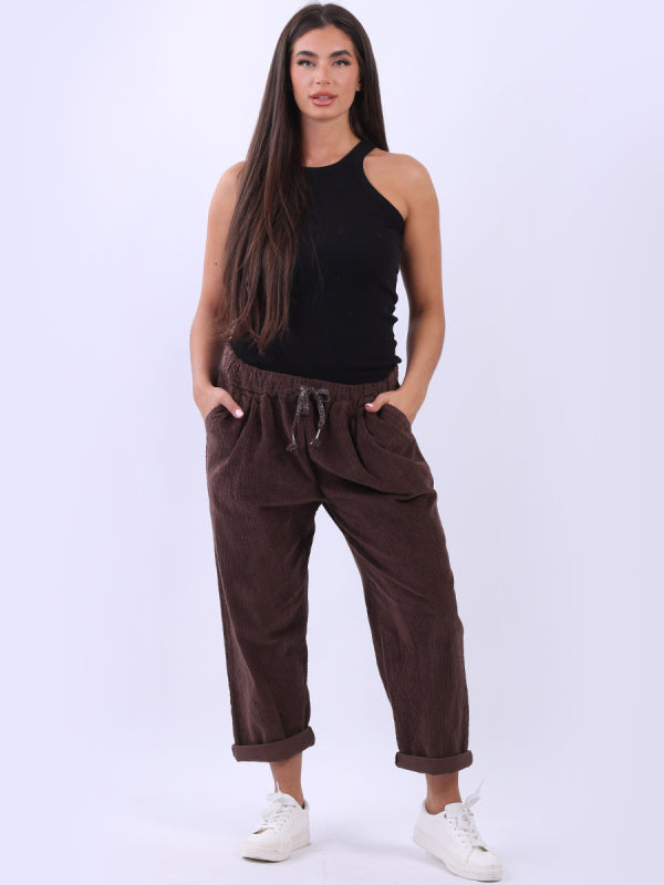 Italian Solid Cotton Corduroy Trouser