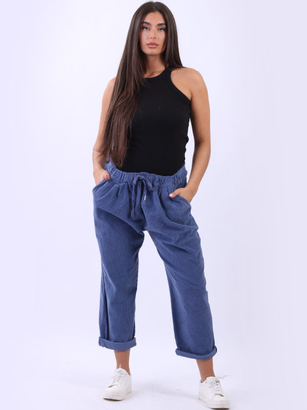 Italian Solid Cotton Corduroy Trouser