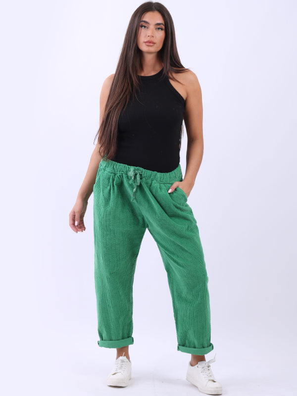 Italian Solid Cotton Corduroy Trouser