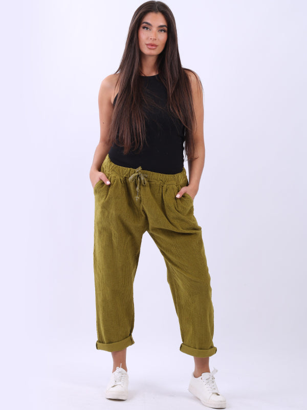 Italian Solid Cotton Corduroy Trouser