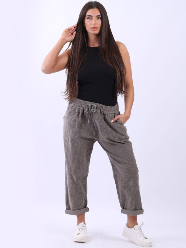 Italian Solid Cotton Corduroy Trouser