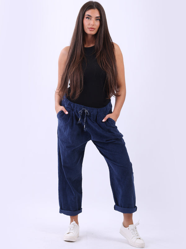 Italian Solid Cotton Corduroy Trouser